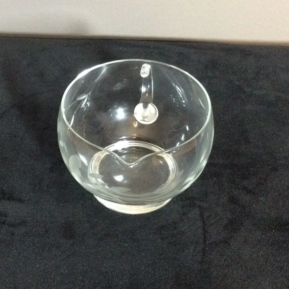 Princess House Heritage Crystal Glass Creamer Pitcher - Floral Etched Design